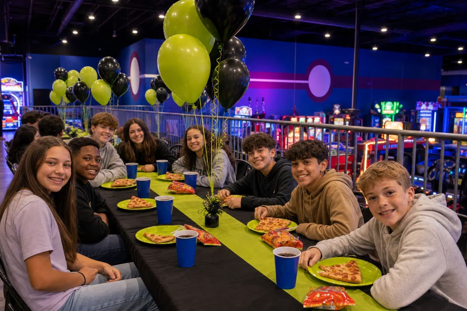 Birthday guests celebrating at Laserdome