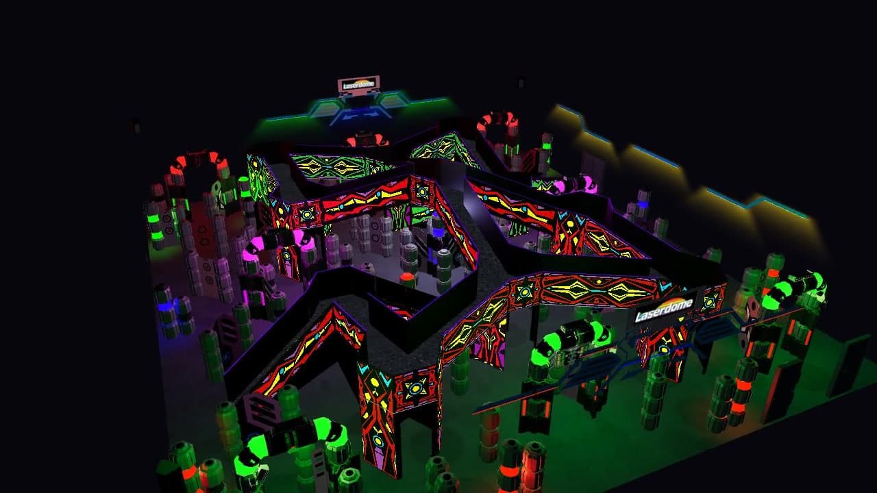 Wide orbit of the neon playfield with building walls removed